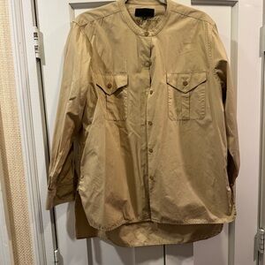 Nili Lotan Womens Tan Button-Up Shirt - Size M